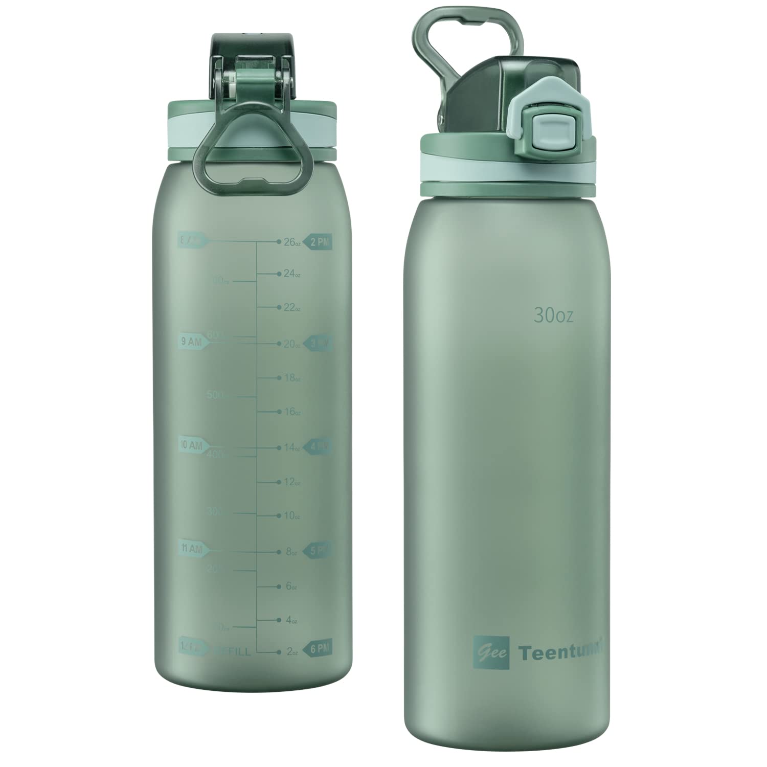 30oz Sport Water Bottle with Time Markers, Large Durable Gym Plastic Bottle Tritan BPA Free for Fitness, School, Outdoor Enthusiasts, Leakproof Clear (Pack of 1)