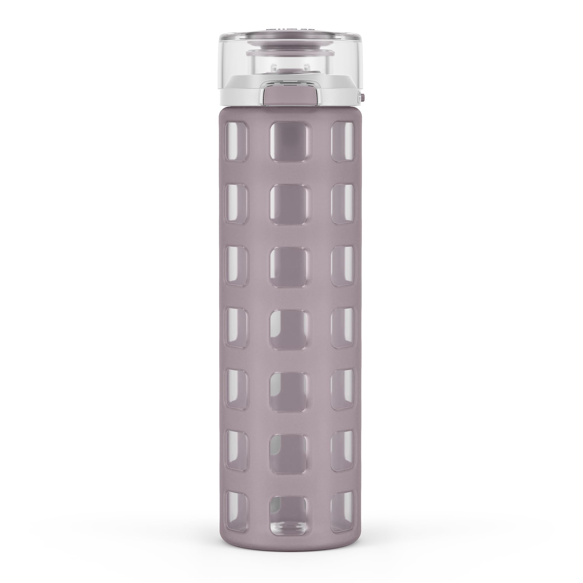 Ello Syndicate 20oz Reusable Glass Water Bottle with One-Touch Leak Proof Flip Lid and Protective Non-Slip Silicone Sleeve and Carry Loop for Coffee, Tea and Water, BPA-free, Dishwasher Safe, Pink