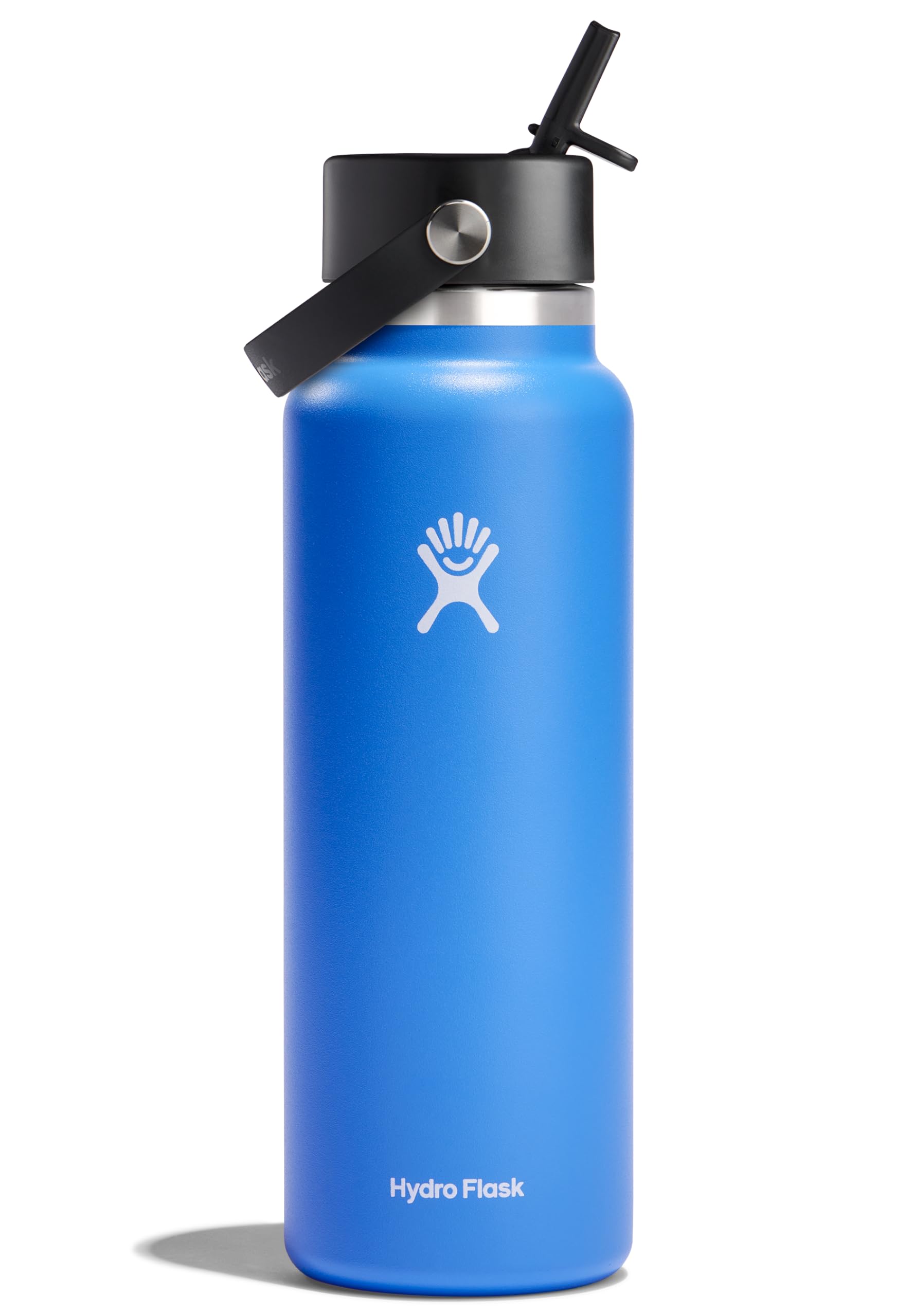 Hydro Flask Water Bottle - Insulated Stainless Steel - Wide Straw Lid, Non Spill, Leakproof in 40 Oz Indigo Blue