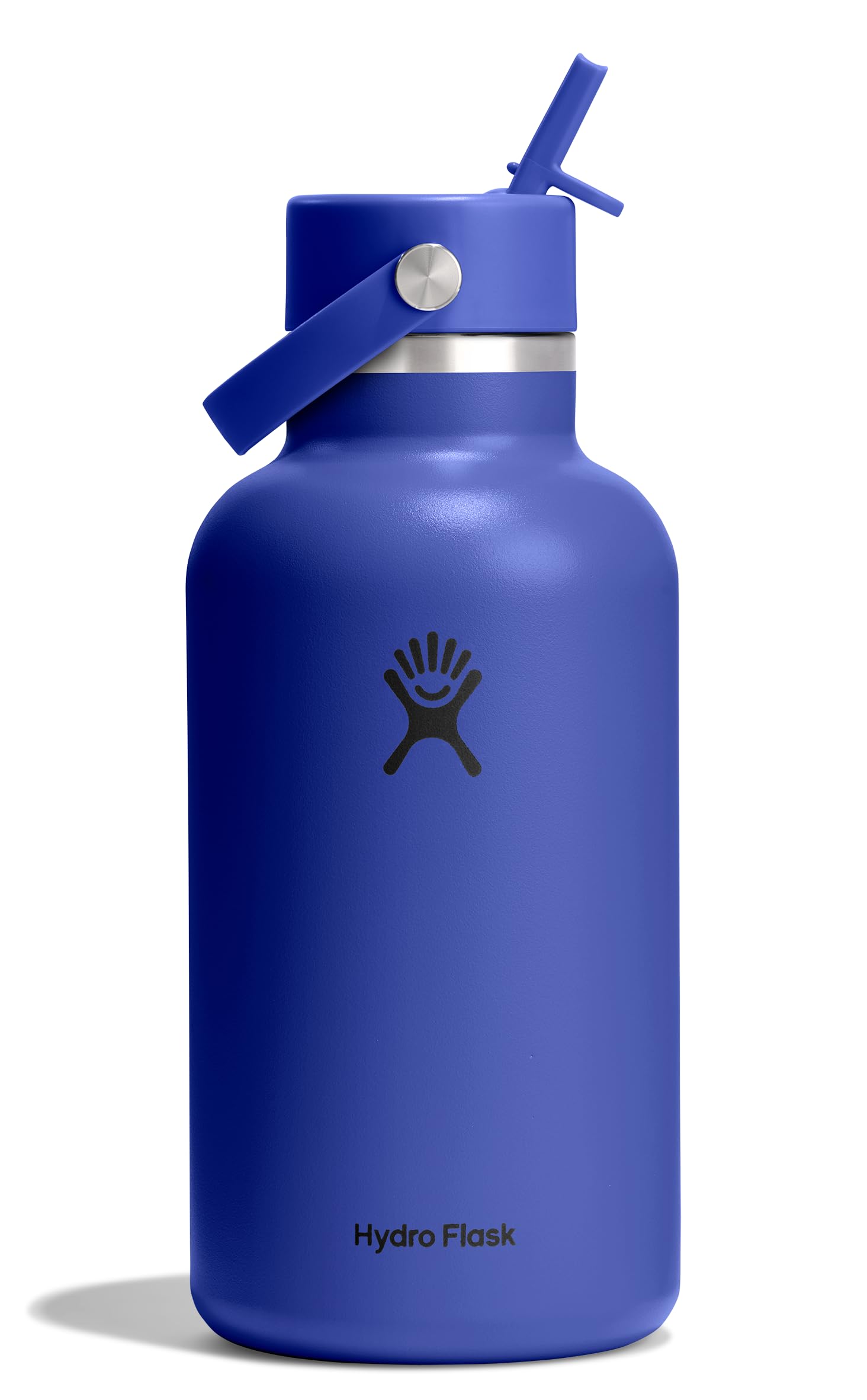 Hydro Flask Water Bottle - Insulated Stainless Steel - Wide Straw Lid, Non Spill, Leakproof in 40 Oz Indigo Blue