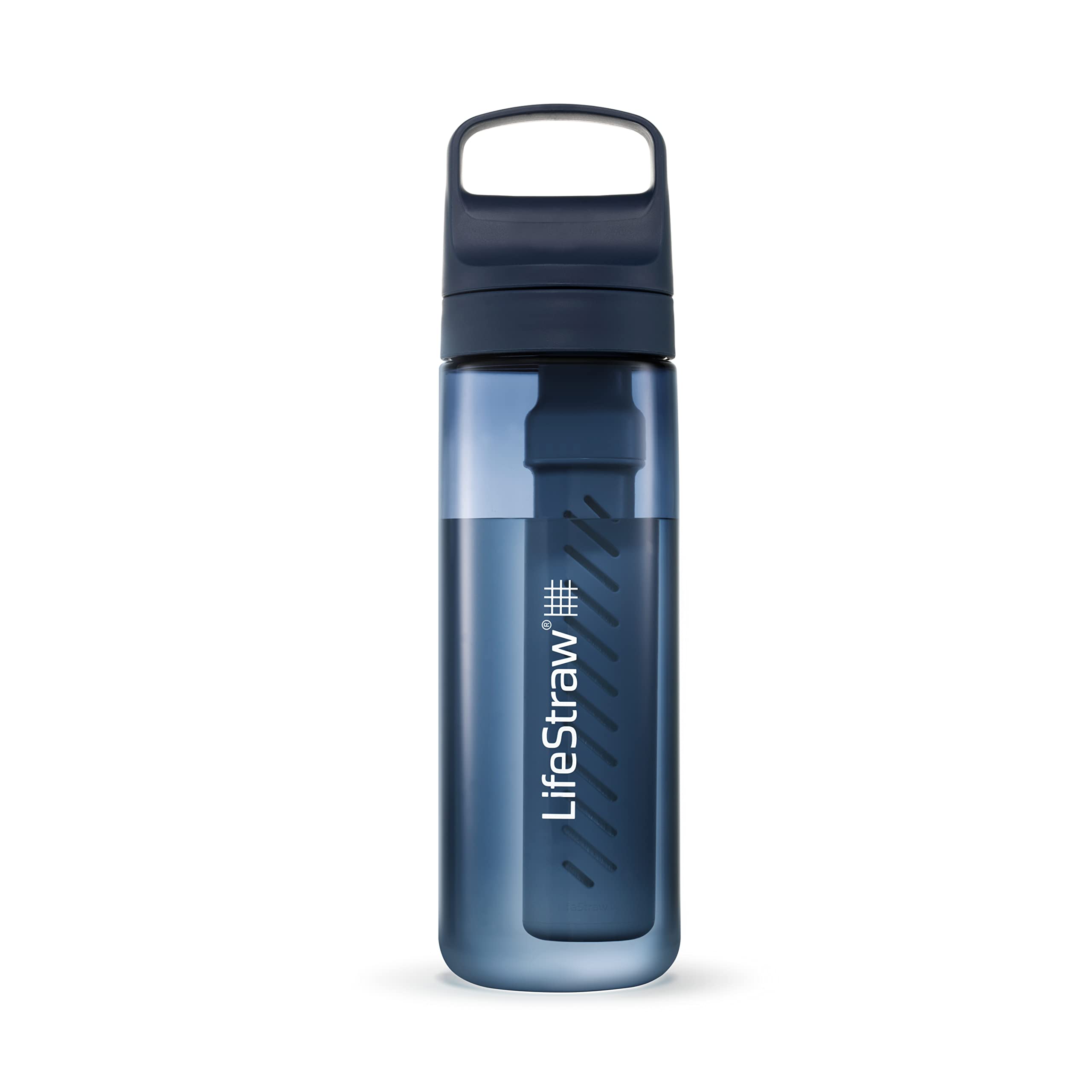 LifeStraw Go Series – BPA-Free Water Filter Bottle for Travel and Everyday Use, Removes Bacteria, Parasites and Microplastics, Improves Taste, 1L 2-Pack Icelandic Blue and Aegean Sea