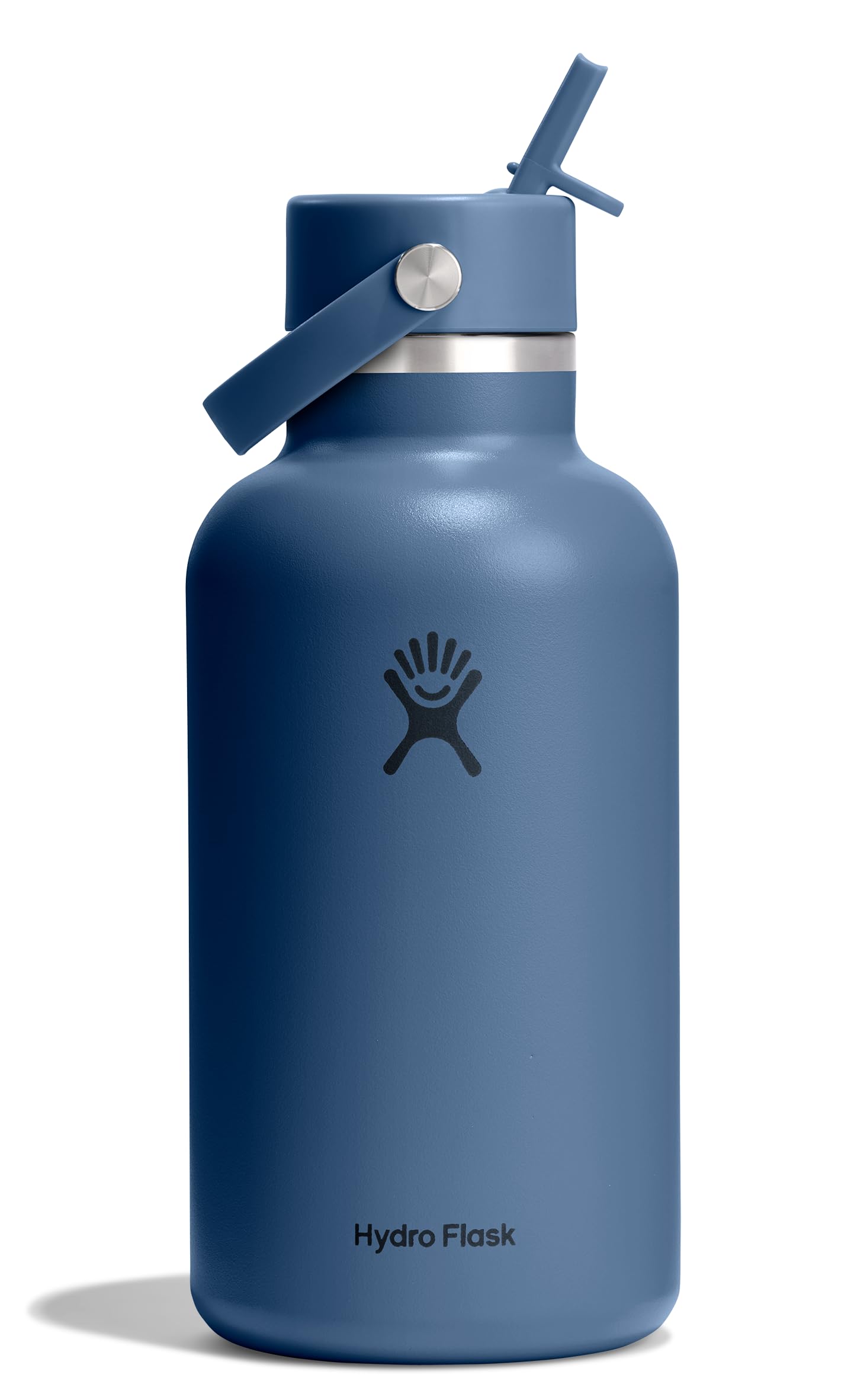 Hydro Flask Water Bottle - Insulated Stainless Steel - Wide Straw Lid, Non Spill, Leakproof in 40 Oz Indigo Blue