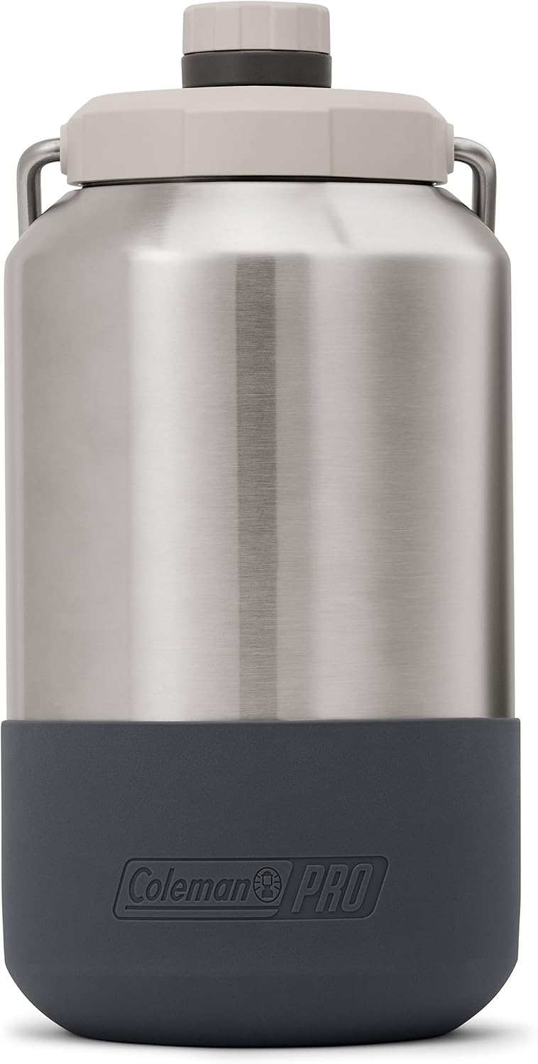 Coleman Pro Heavy-Duty Insulated Gallon Water Jug, Leakproof Portable Jug for Rugged Use, Durable Steel Water Bottle