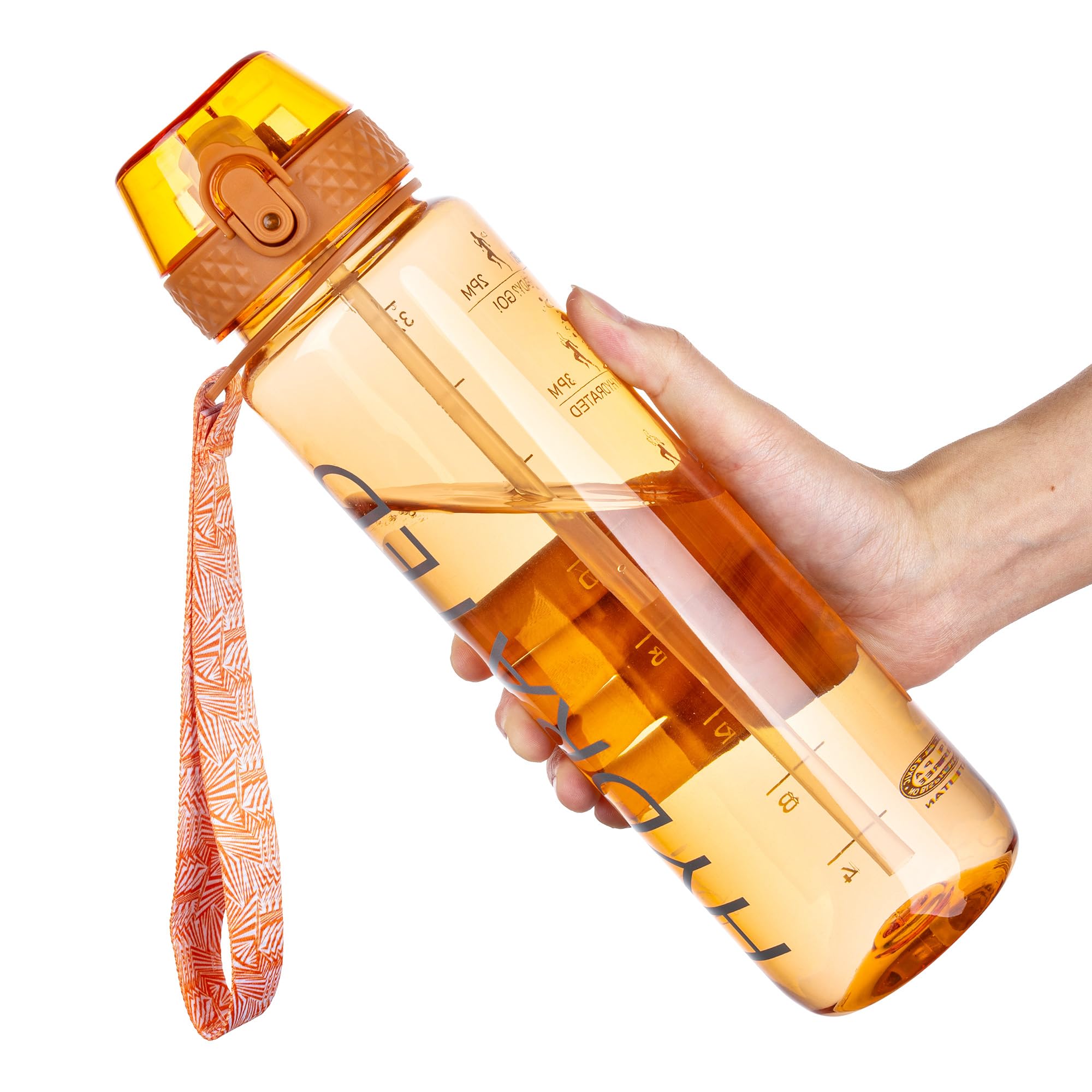 GOPPUS Water Bottle Clear Water Bottle with Straw 32oz Plastic Water Bottles BPA Free Tritan Wide Mouth Bottle Leakproof Motivational bottles water for Gym,Hiking,School or Office(1 Bottles)