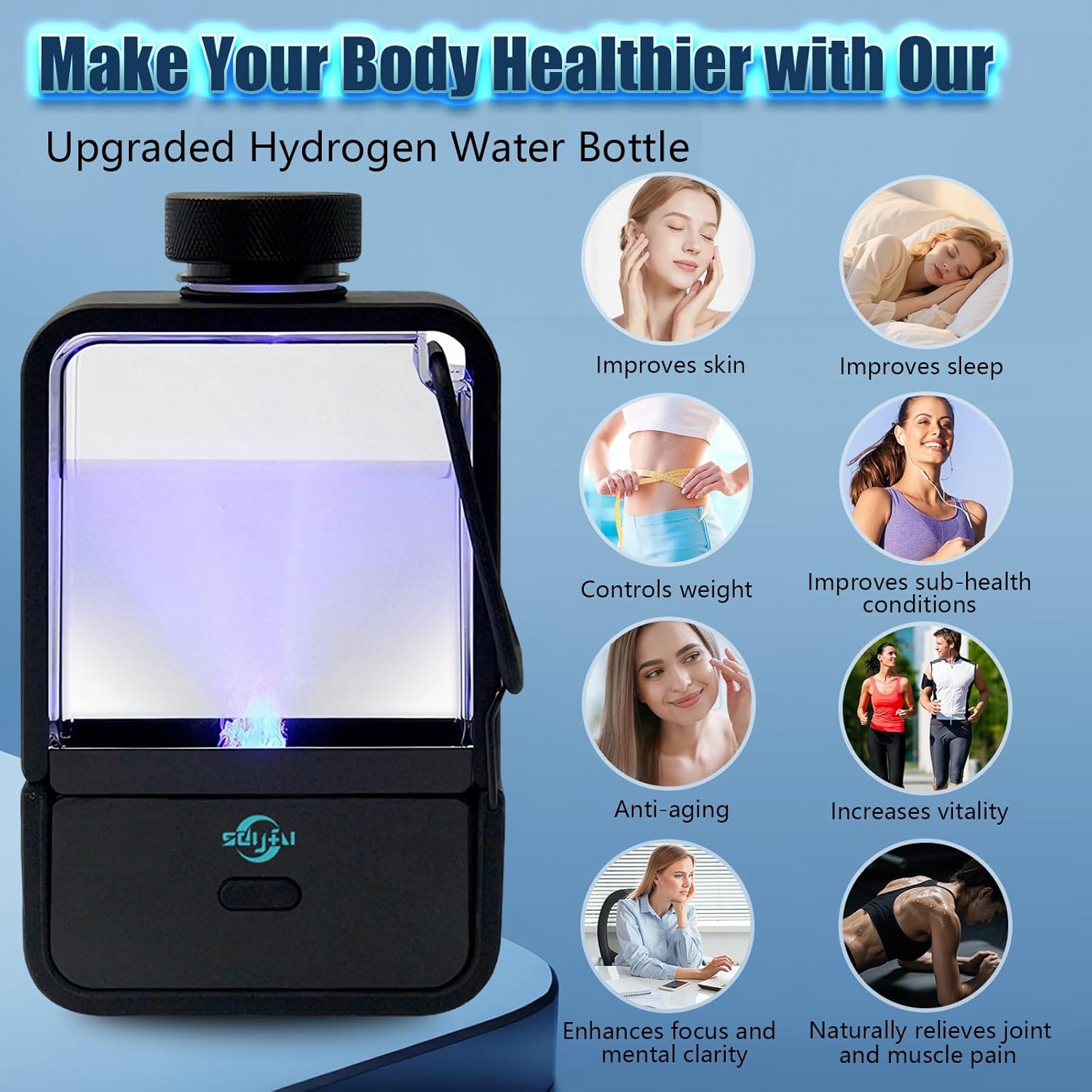 KOOMTOOM 2026 Upgraded Hydrogen Water Bottle,350ML Hydrogen Water Generator 1800PPB,SPE/PEM Technology,Portable Hydration for Sports/Home/Office/Travel/Fitness