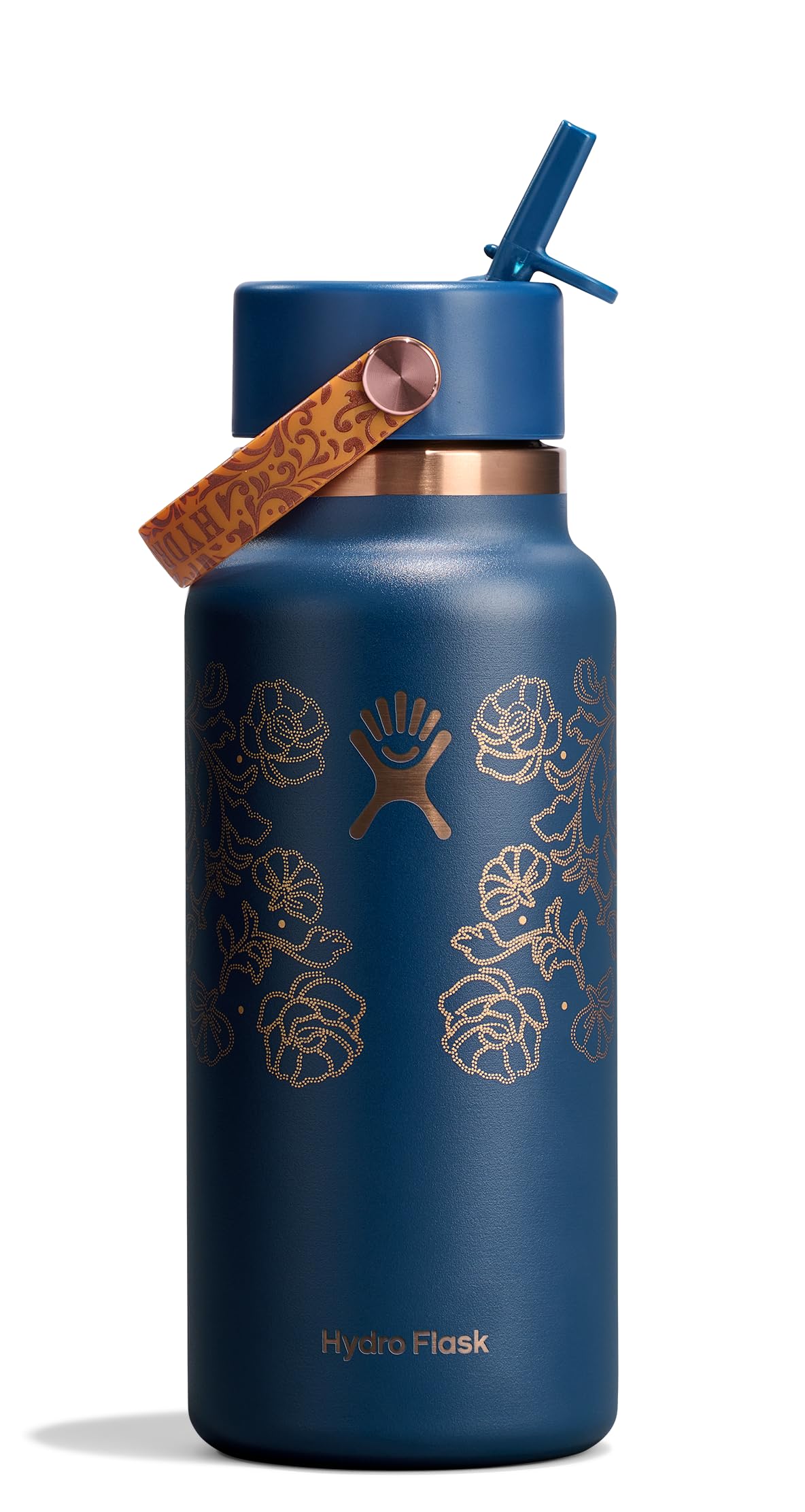 Hydro Flask Water Bottle - Insulated Stainless Steel - Wide Straw Lid, Non Spill, Leakproof in 40 Oz Indigo Blue