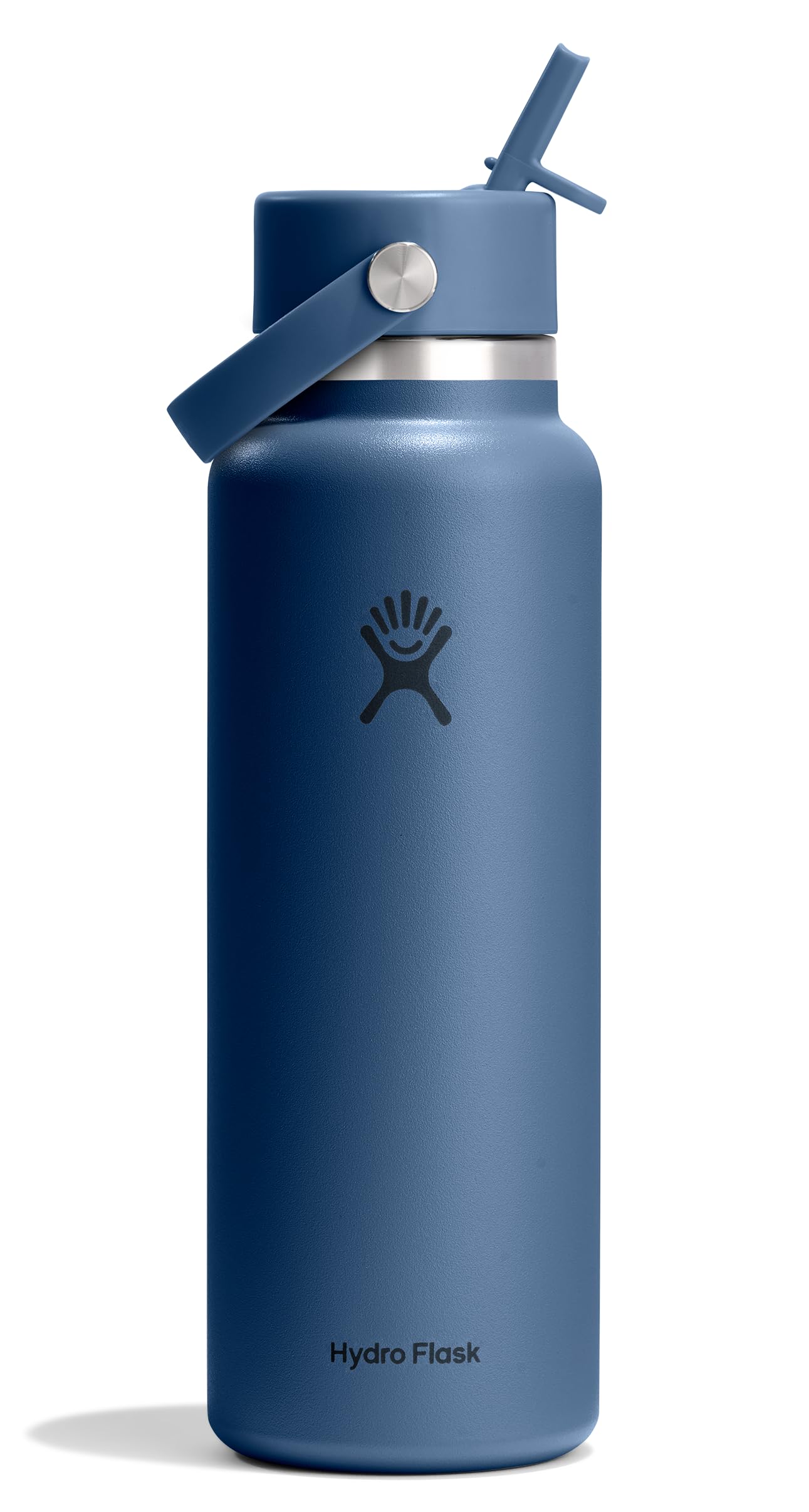 Hydro Flask Water Bottle - Insulated Stainless Steel - Wide Straw Lid, Non Spill, Leakproof in 40 Oz Indigo Blue