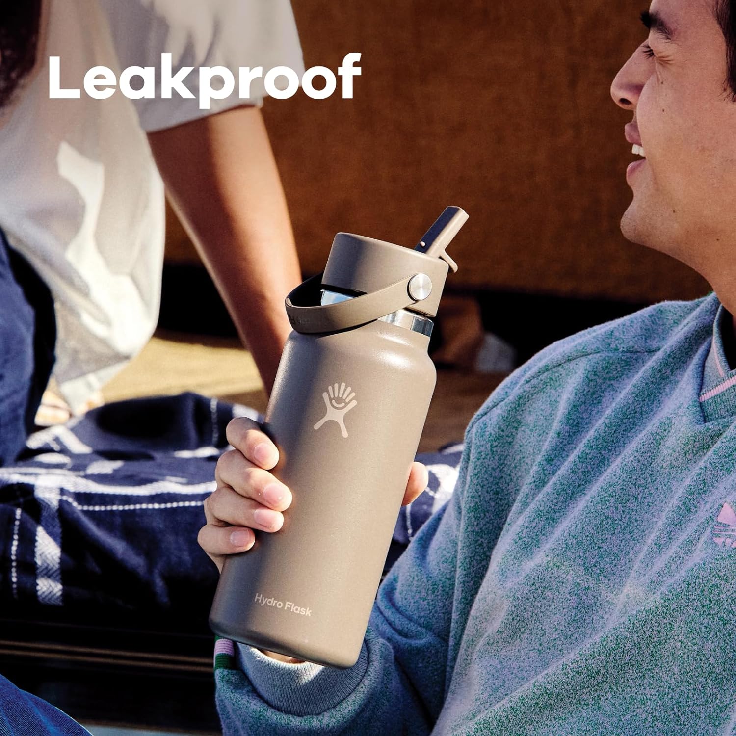 Hydro Flask Water Bottle - Insulated Stainless Steel - Wide Straw Lid, Non Spill, Leakproof in 40 Oz Indigo Blue