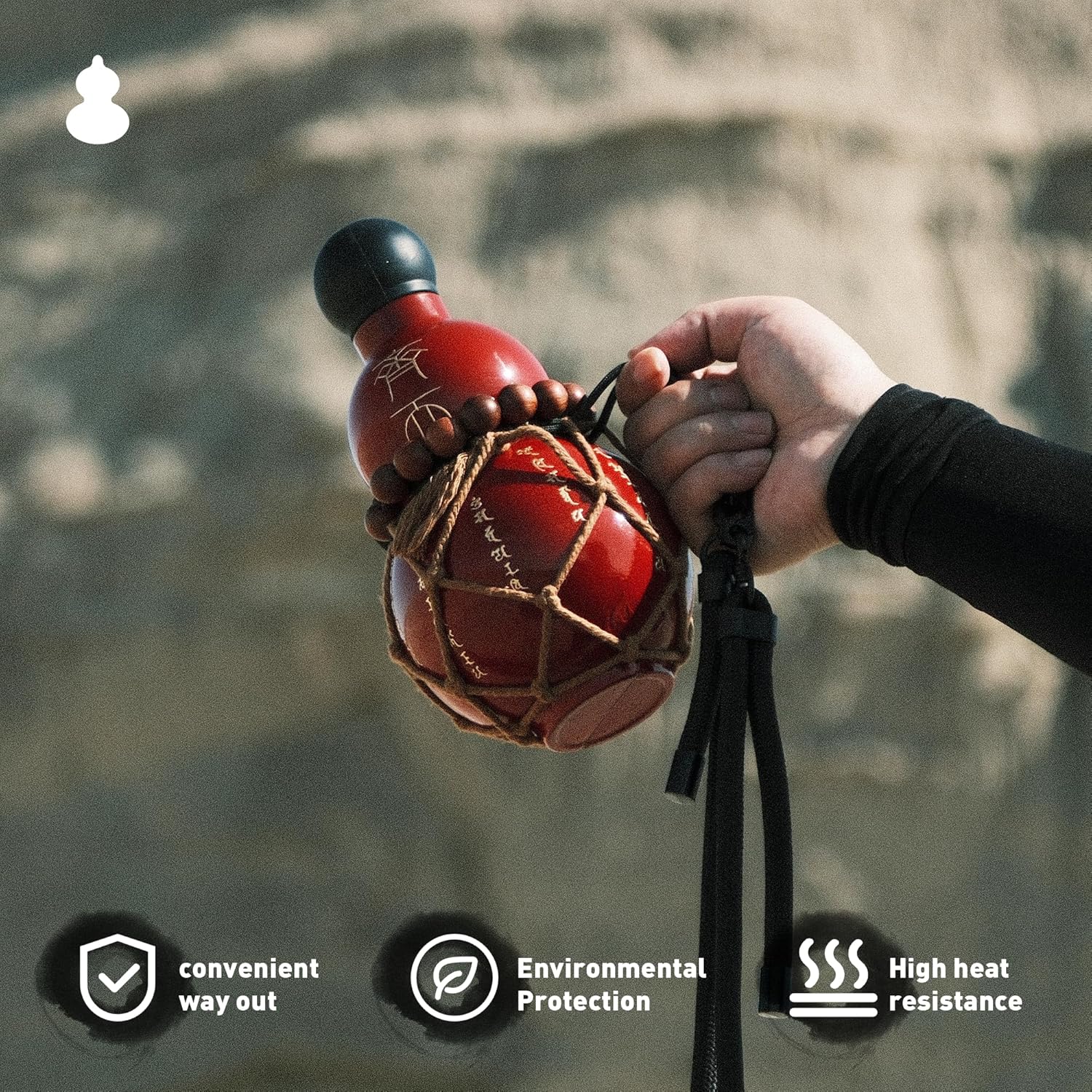 Gourd Water Bottle Tritan BPA-Free 210°F Heat Resistant - Leak-Proof Push-On Rubber Stopper, Stylish Gradient Colors with 2 Versatile Straps for Hanging - Durable